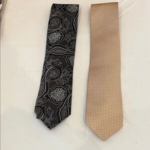 Brioni 100% Silk Black and Gold Patterned Ties